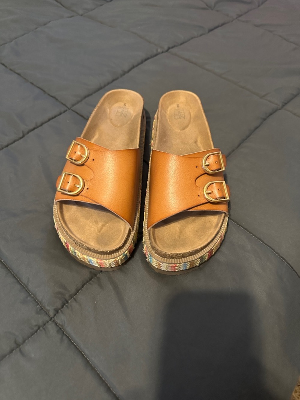 No Boundaries Tan Double-Buckle Platform Sandals